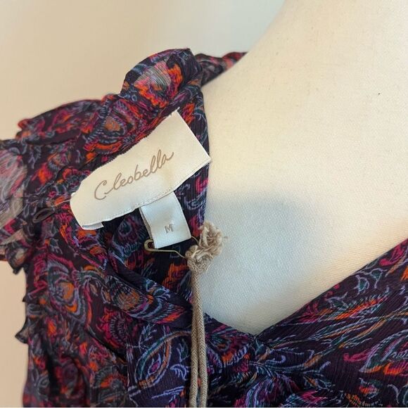 CLEOBELLA Fiorella Blouse NEW Size Medium Floral Long Sleeve Purple - Picture 11 of 13